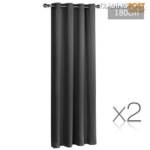 2 x Luxury Eyelet Blockout Curtain Room Darkening 250GSM 3 Layer 180x230cm Grey