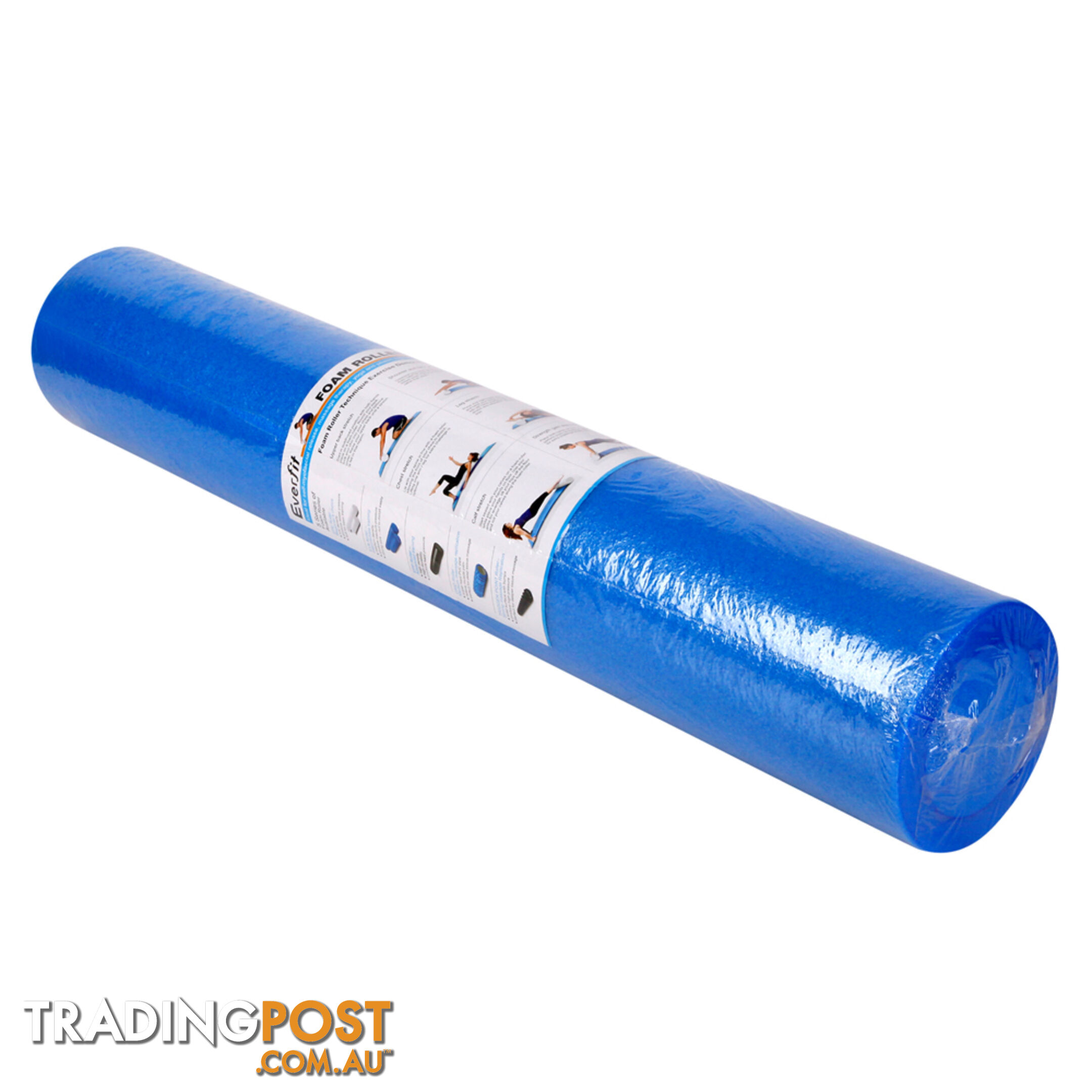 90cm EPE Foam Roller Yoga Gym Pilates Physio Stick Exercise Back Massage Blue