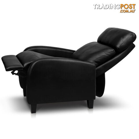 Faux Leather Armchair Recliner - Black