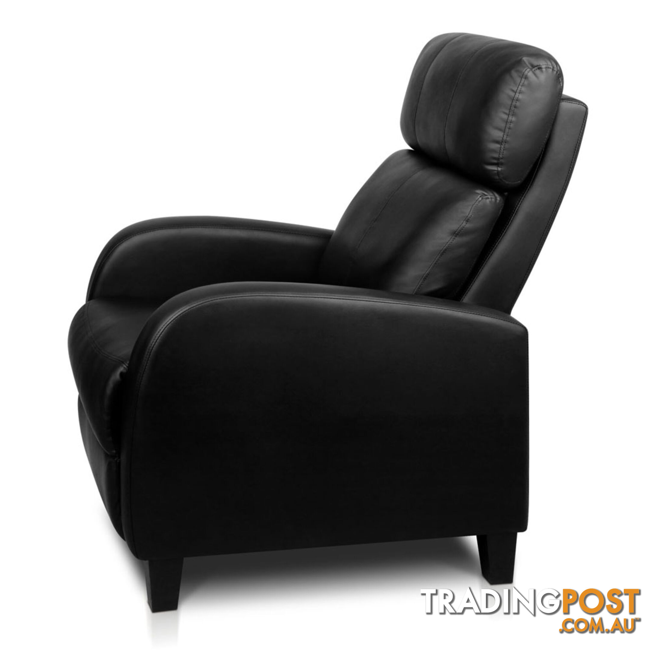 Faux Leather Armchair Recliner - Black