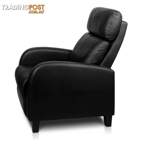 Faux Leather Armchair Recliner - Black