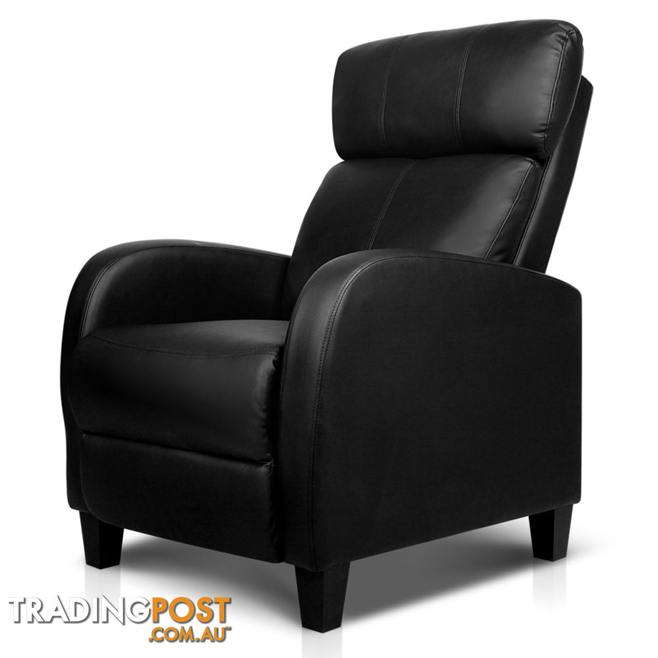 Faux Leather Armchair Recliner - Black