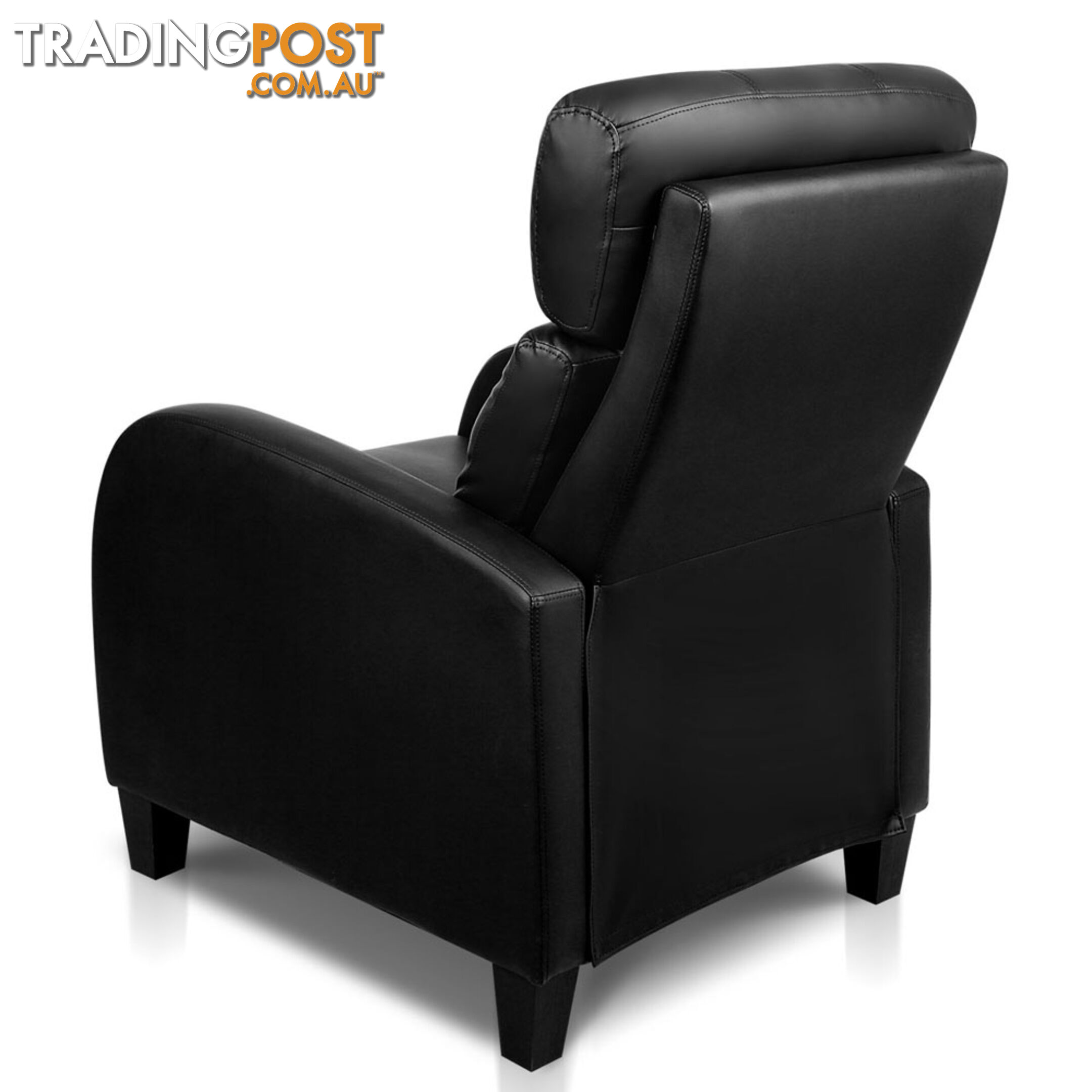 Faux Leather Armchair Recliner - Black