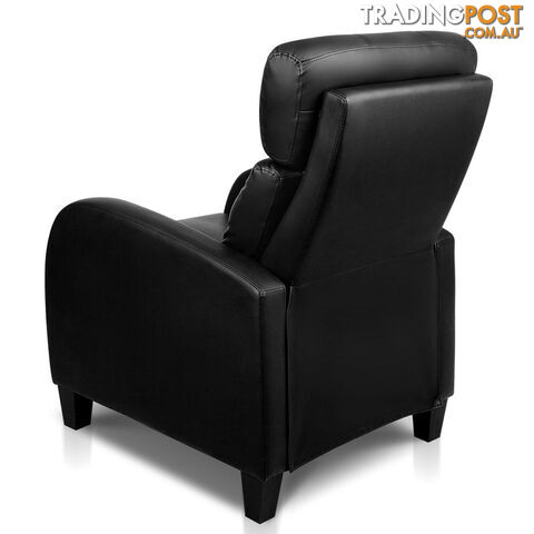 Faux Leather Armchair Recliner - Black