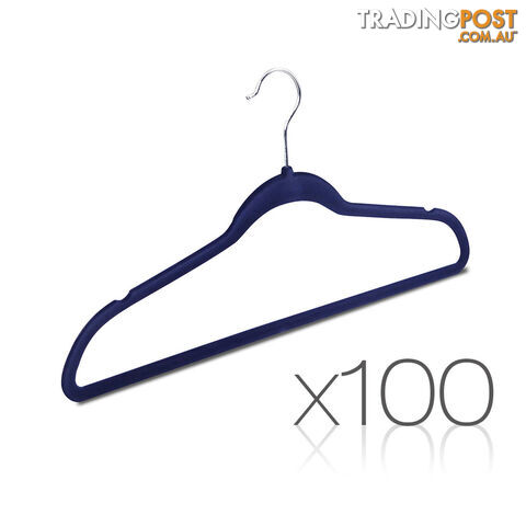 Set of 100 Slim Navy Velvet Hangers