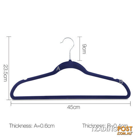 Set of 100 Slim Navy Velvet Hangers