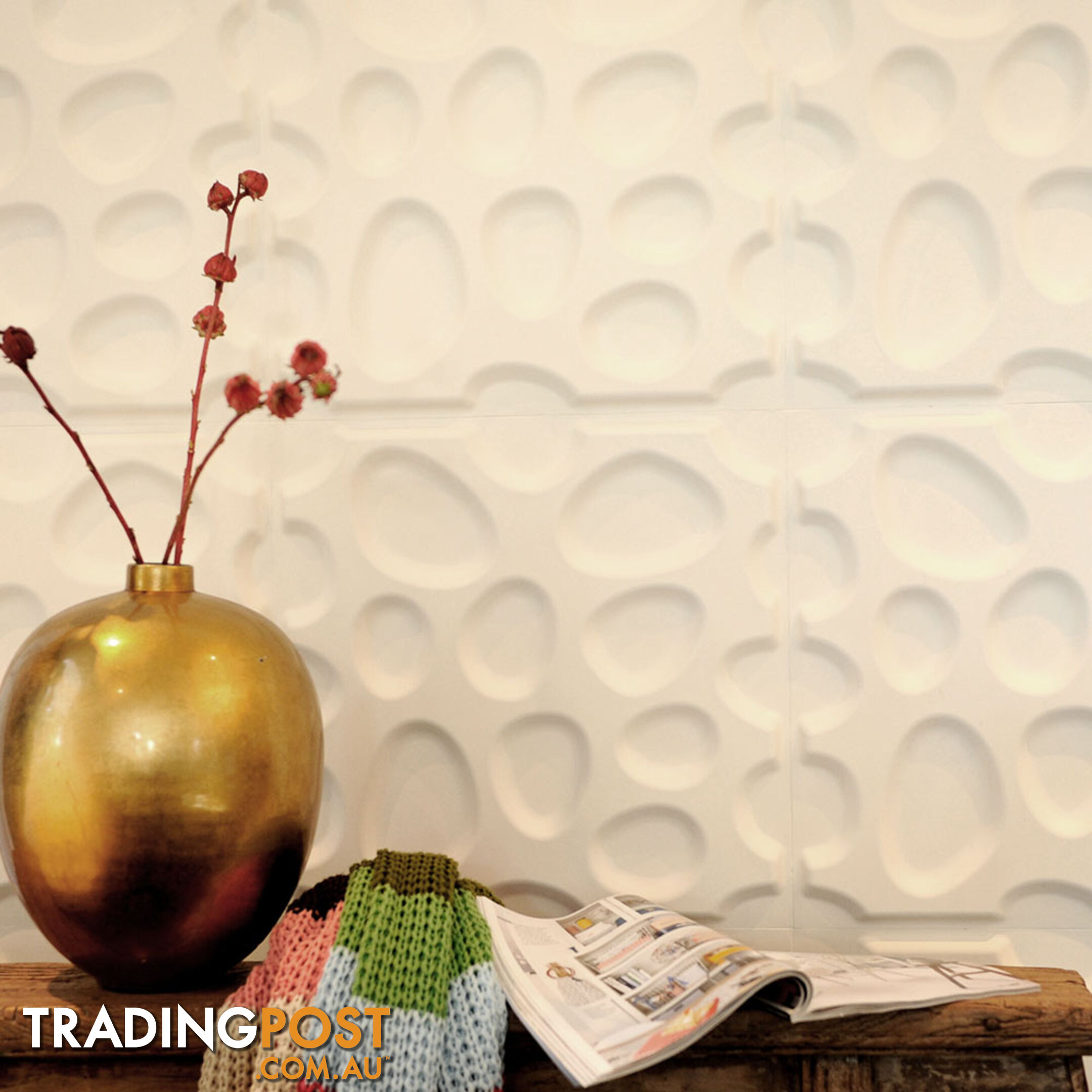 12 Pcs 3D Pebble Design Wall Panel