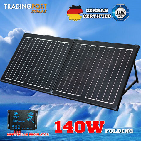 12V 140W Folding Solar Panel Black Silicon MEGAVOLT Mono MPPT Power Charging Kit