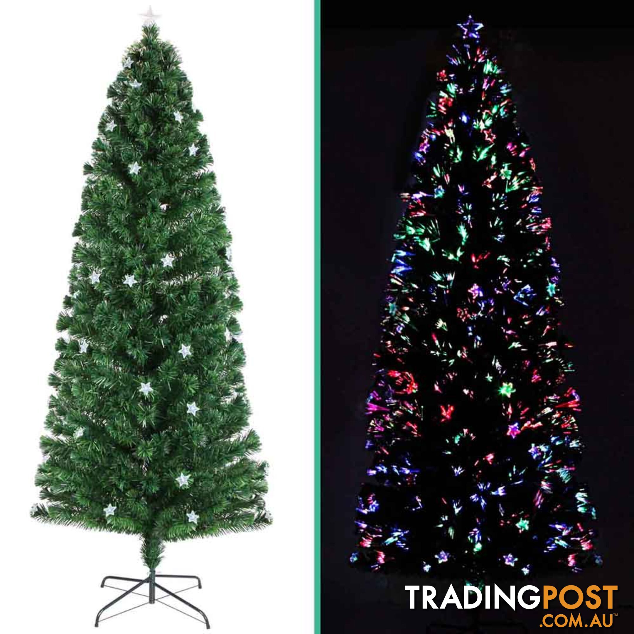 7FT LED Christmas Tree 210CM Xmas Trees Fibre Optic Light Home Decoration Green