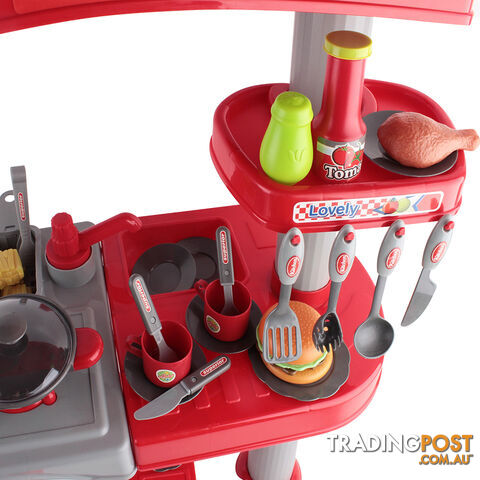 69Pcs Pretend Children Mini Kitchen Kids Play Set Little Chef Cooking Toy Red