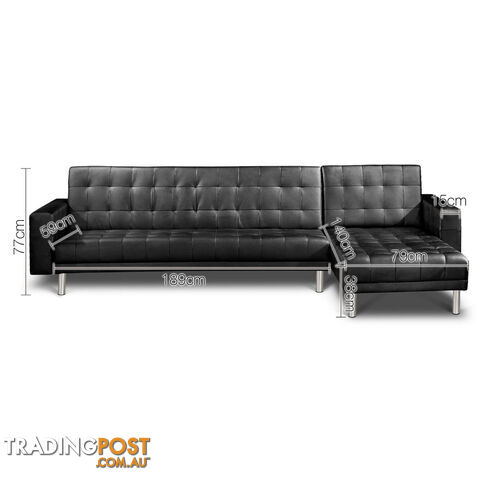 Premium PU Leather Modular Sofa Bed Couch Futon Suite 5 Seater Indoor Lounges