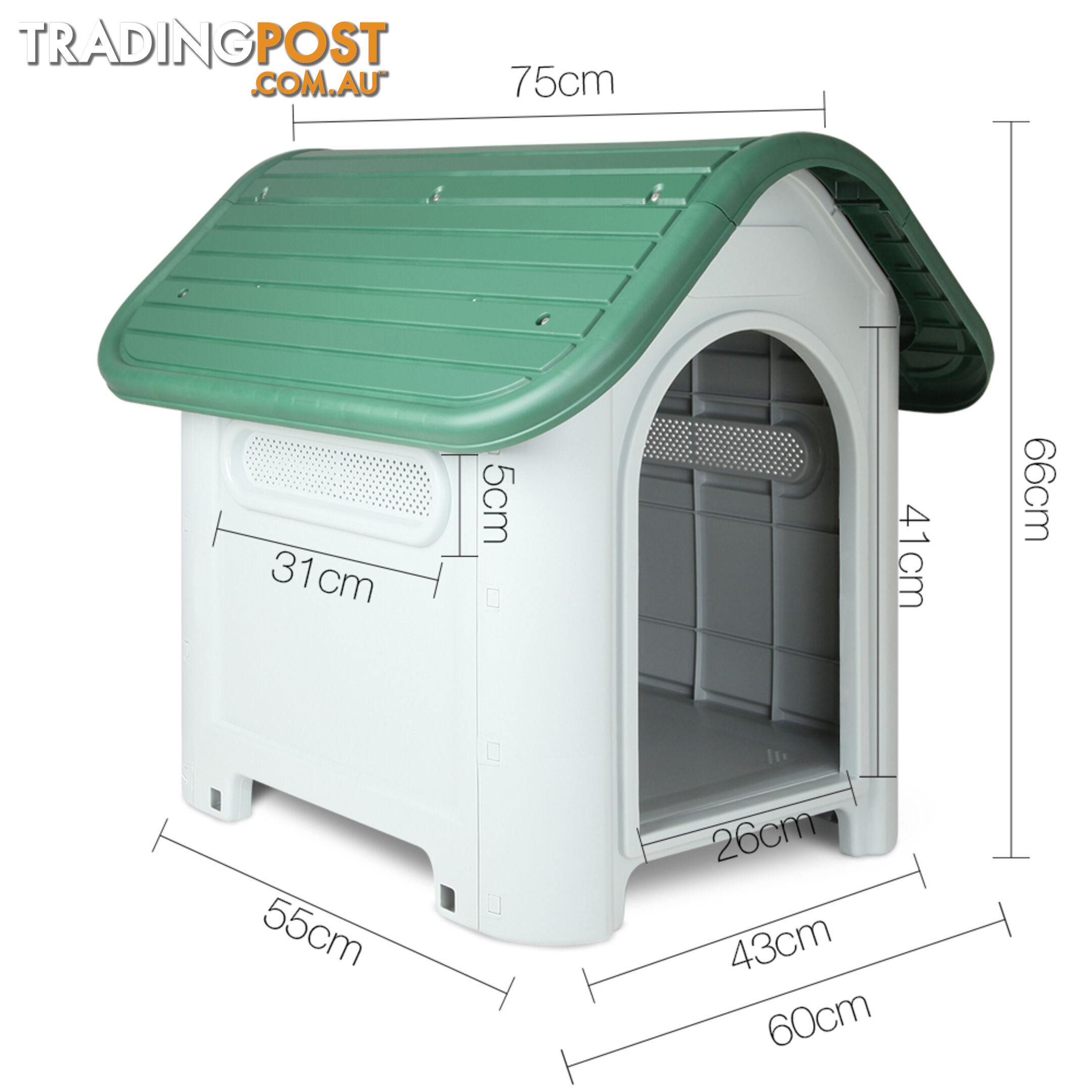 Medium Weatherproof Plastic Dog Kennel Pet Puppy Outdoor Indoor Garden Dog House