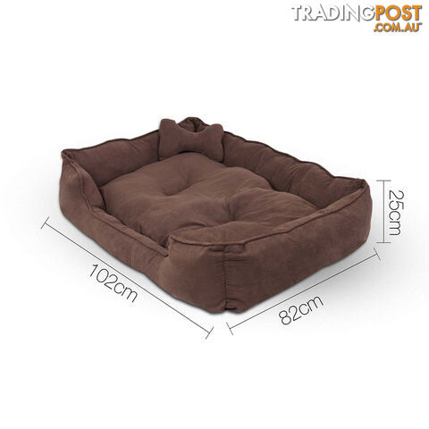 Deluxe Faux Suede Dog Bed Pet Cat Puppy Washable Soft Cushion Mat Basket XLarge