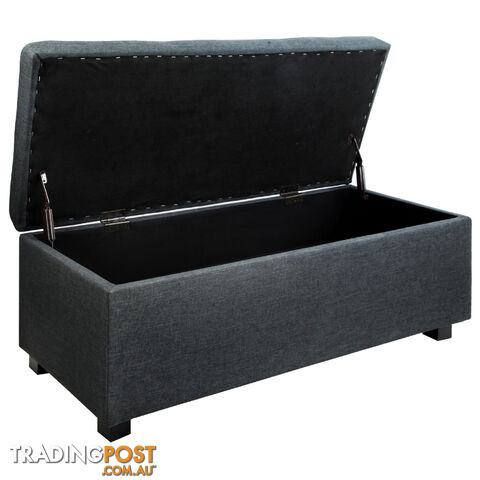 Ottoman Storage Blanket Box Foot Stool Toy Bed Faux Linen Large Black