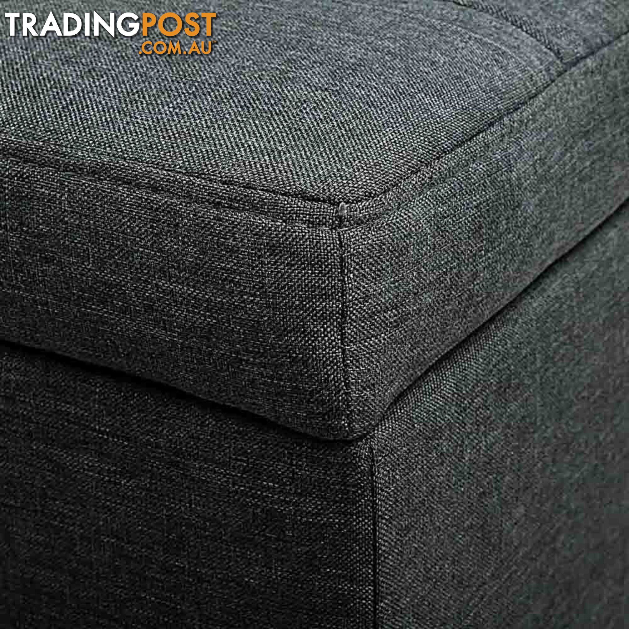 Ottoman Storage Blanket Box Foot Stool Toy Bed Faux Linen Large Black