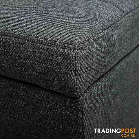 Ottoman Storage Blanket Box Foot Stool Toy Bed Faux Linen Large Black