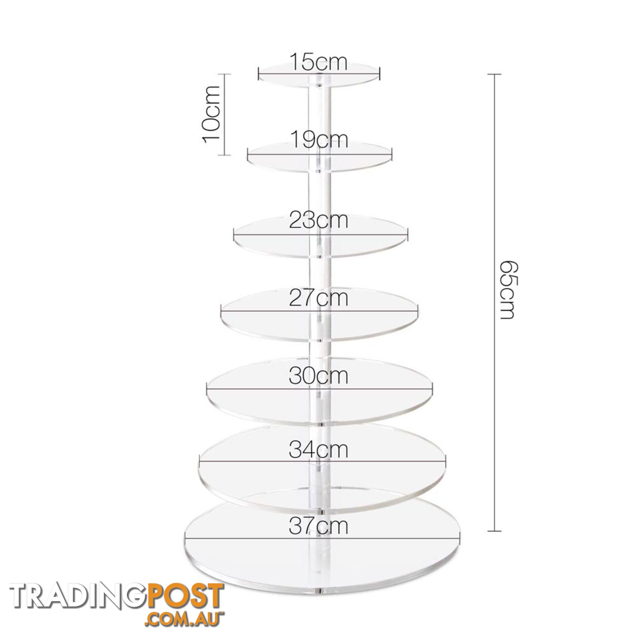 7 Tier Cake Stand Clear Acrylic Display Plate High Tea Wedding Birthday Party