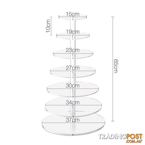 7 Tier Cake Stand Clear Acrylic Display Plate High Tea Wedding Birthday Party
