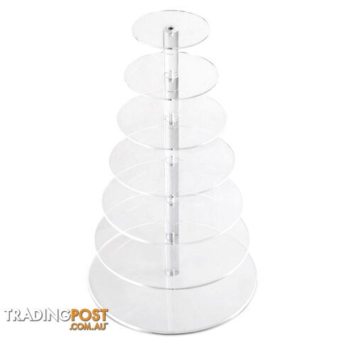 7 Tier Cake Stand Clear Acrylic Display Plate High Tea Wedding Birthday Party