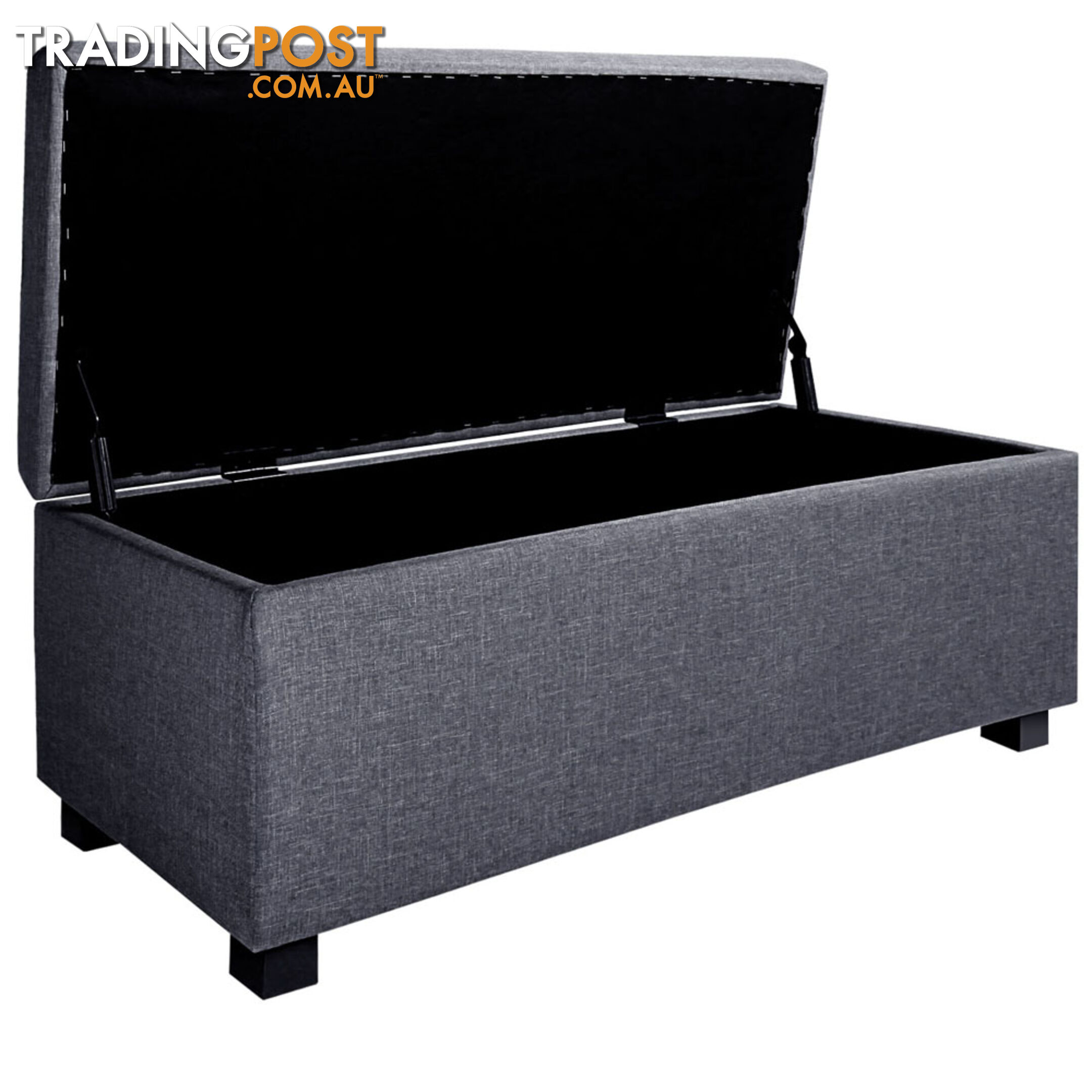 Ottoman Storage Blanket Box Foot Stool Toy Bed Faux Linen Large Grey