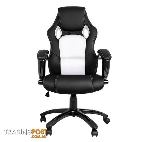 Executive Office Computer Chair PU Leather Racing Sport Gaming Seat Black White