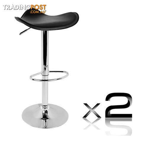 2 x Kitchen Bar Stool PVC Leather Modern Swivel Chair Barstools Gas Lift Black