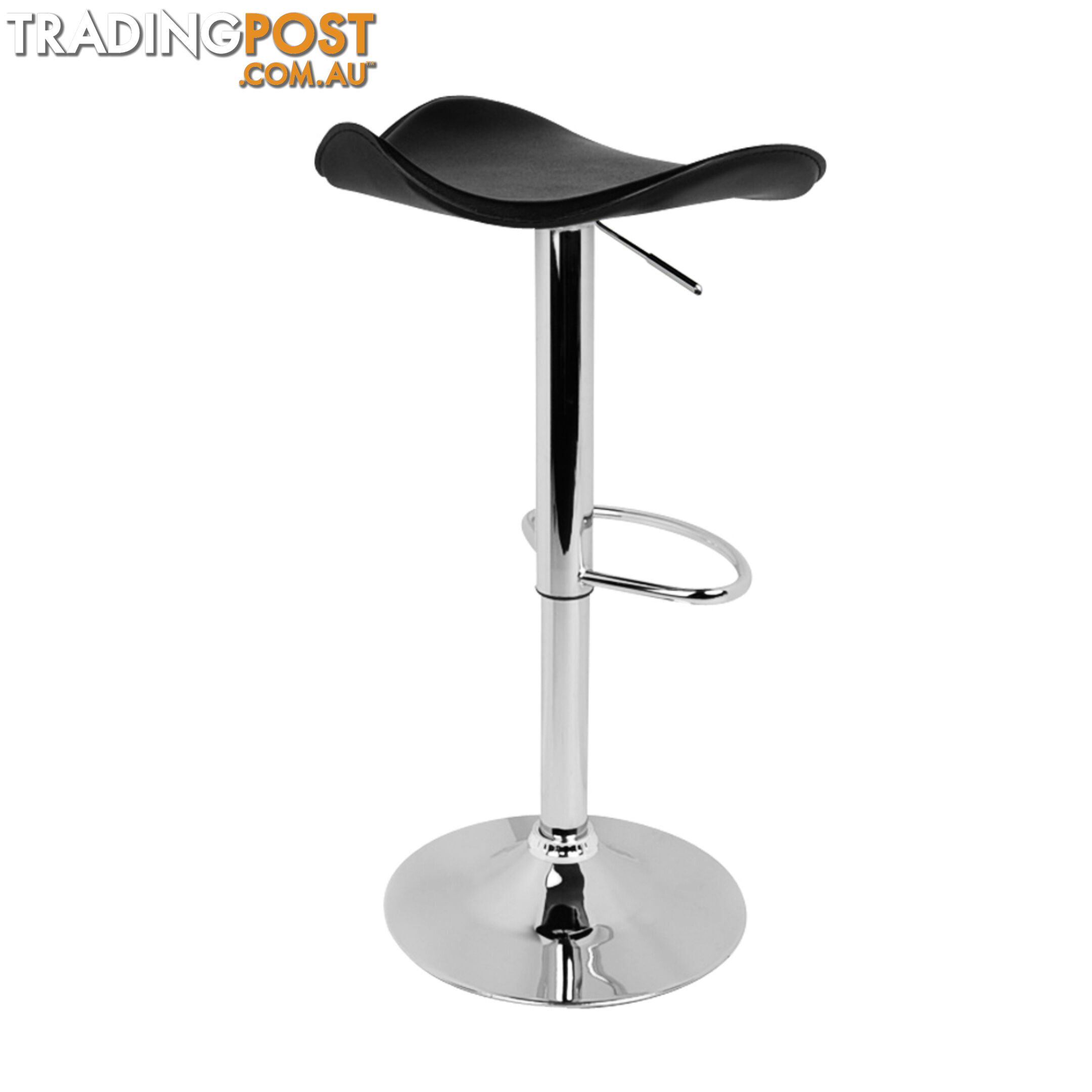 2 x Kitchen Bar Stool PVC Leather Modern Swivel Chair Barstools Gas Lift Black