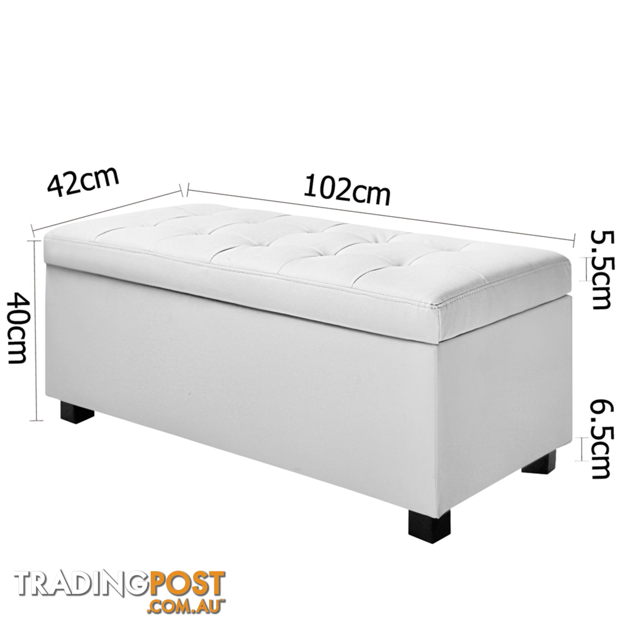 Ottoman Storage Blanket Box Foot Stool Toy Chest Bed PU Leather Large White