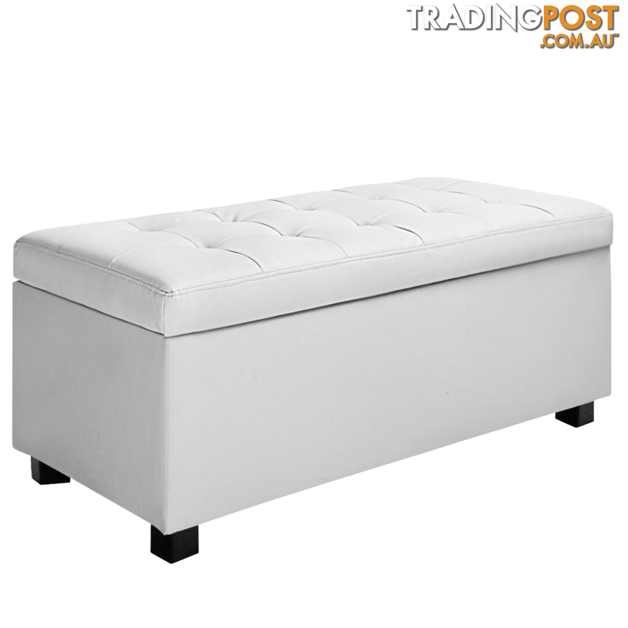 Ottoman Storage Blanket Box Foot Stool Toy Chest Bed PU Leather Large White