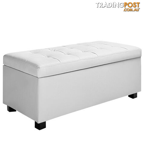 Ottoman Storage Blanket Box Foot Stool Toy Chest Bed PU Leather Large White
