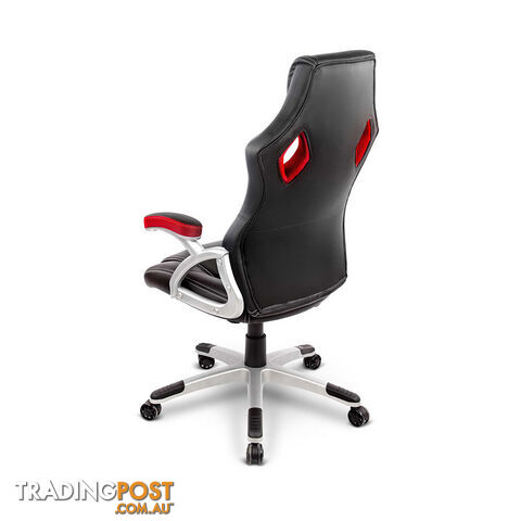 PU Leather & Mesh Racing Style Office Chair - Red
