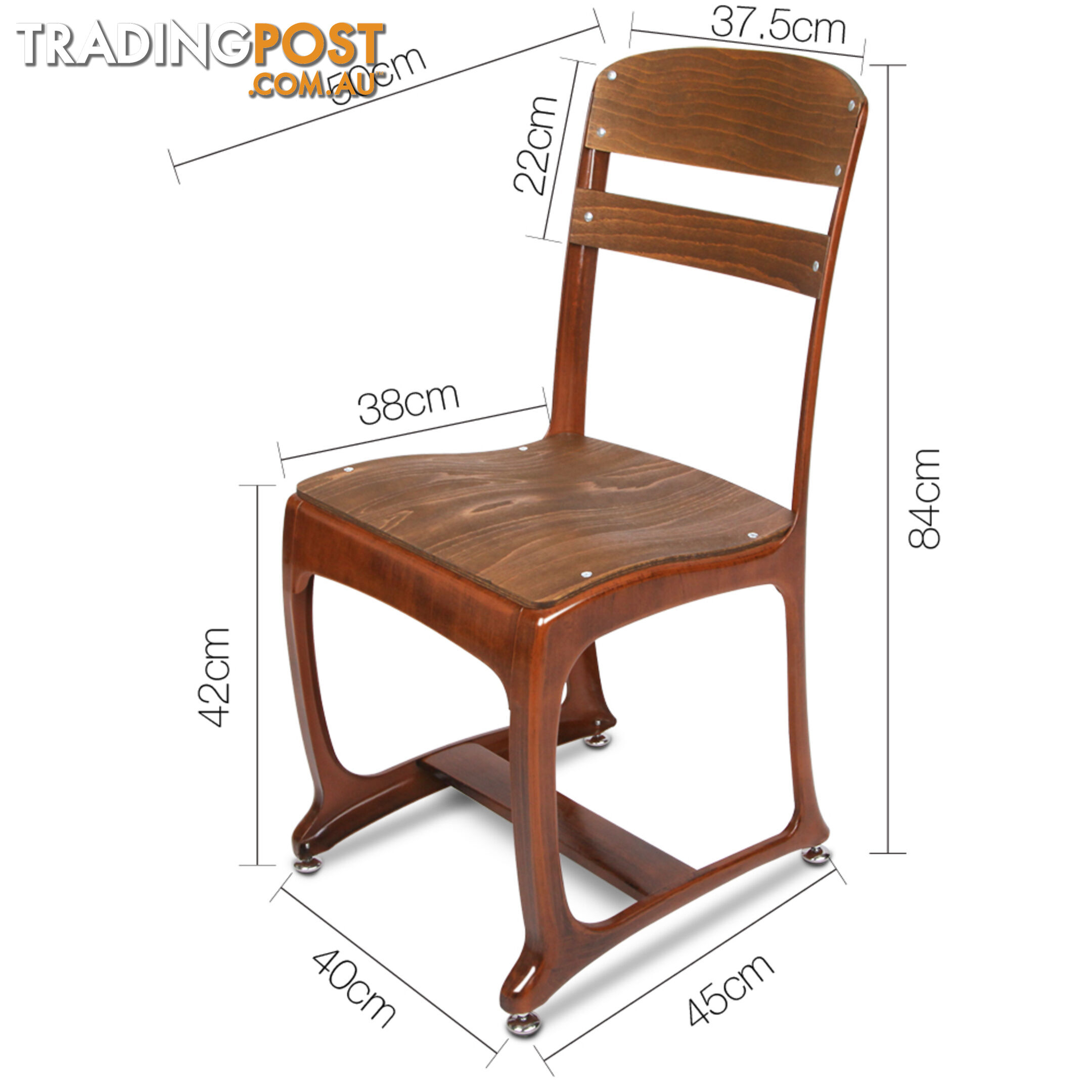 2 x Replica Eton Dining Chairs Vintage Warehouse Industrial Style Chair Copper