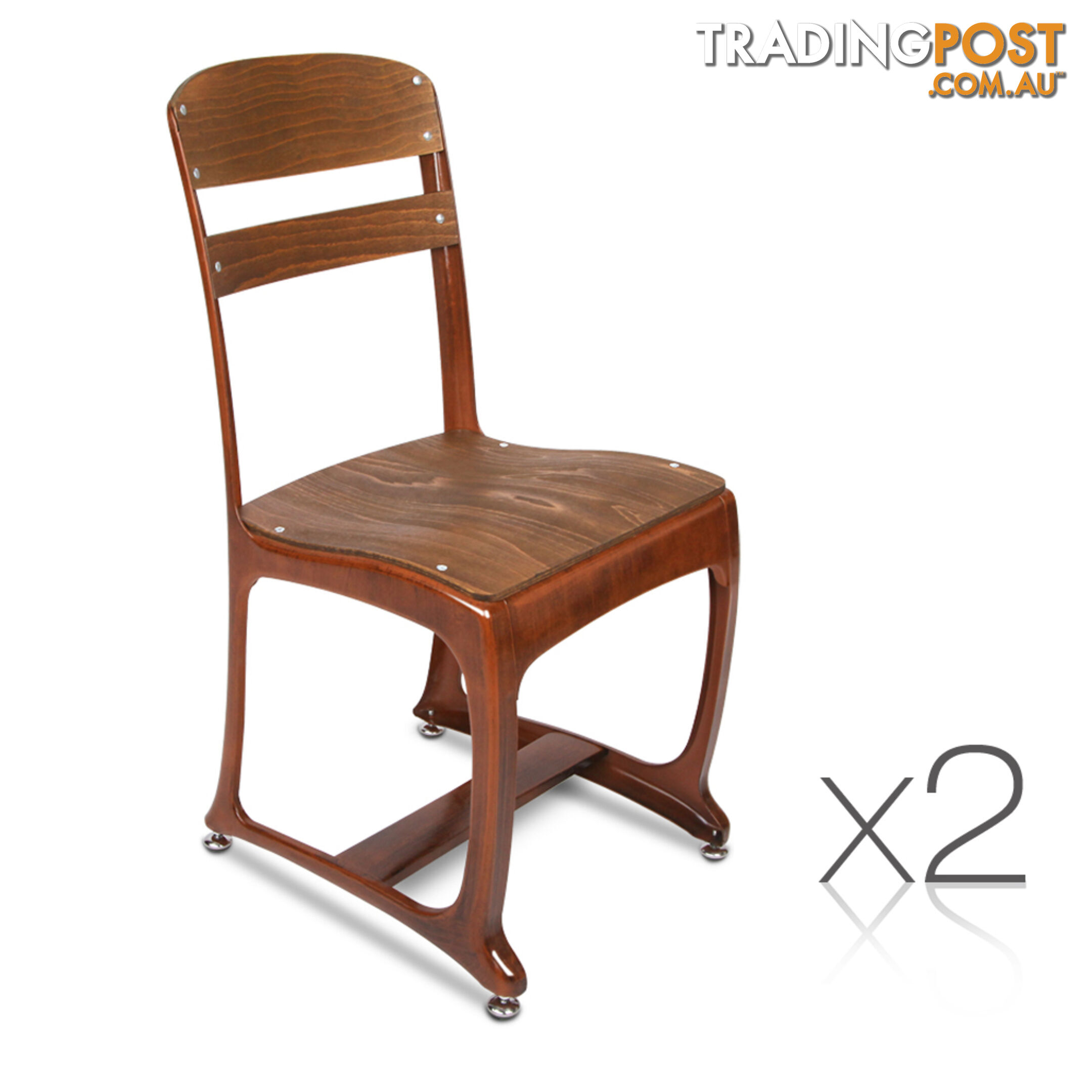 2 x Replica Eton Dining Chairs Vintage Warehouse Industrial Style Chair Copper