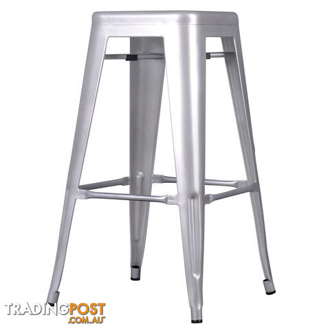2 x Metal Steel Bar Stool Replica Xavier Cafe Home Kitchen Bar Chair 76cm Silver
