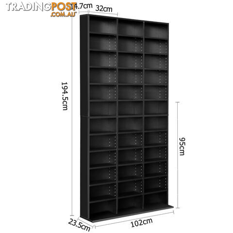 CD DVD Storage Shelf Rack Stand Cupboard Book Unit 528 DVD / 1116 CD Black