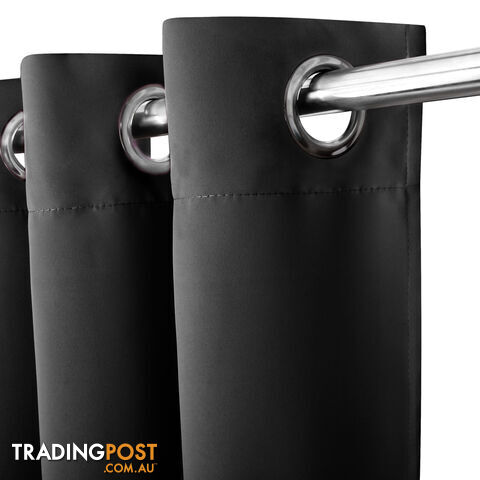 Luxury Blockout Eyelet Curtain 3 Layers Pure Fabric Room Darkening Black 240cm - photo 5 of 9