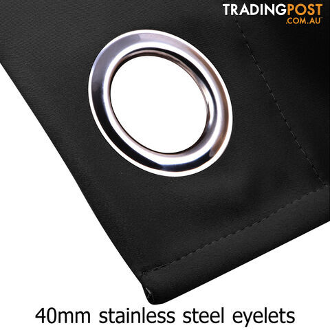 Luxury Blockout Eyelet Curtain 3 Layers Pure Fabric Room Darkening Black 240cm - photo 3 of 9