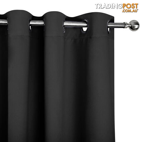 Luxury Blockout Eyelet Curtain 3 Layers Pure Fabric Room Darkening Black 240cm - photo 4 of 9