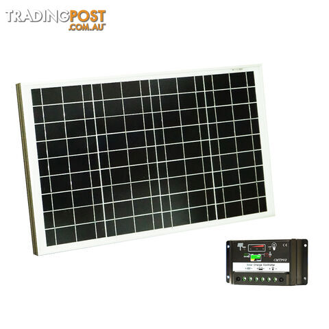 12V 50W Mono Solar Panel Kit + 20A PWM Solar Panel Regulator Controller Camping