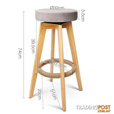 Set of 2 Swivel Seat Bar Stools - Taupe