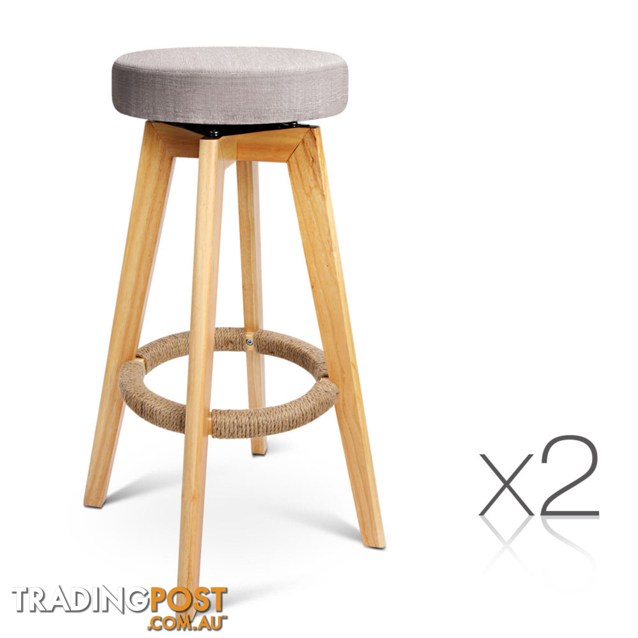 Set of 2 Swivel Seat Bar Stools - Taupe