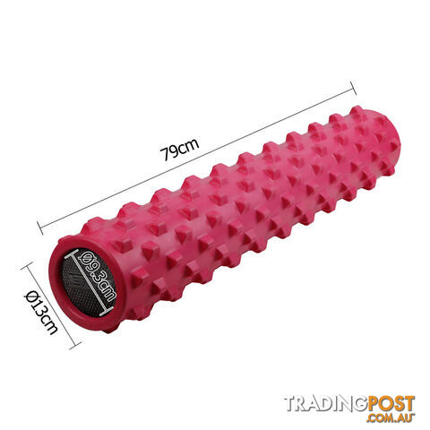 Yoga Gym Pilates EVA Stick Foam Roller Pink 79 x 13cm