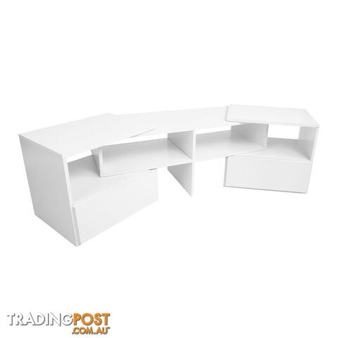 White TV Stand Entertainment Unit Adjustable Cabinet