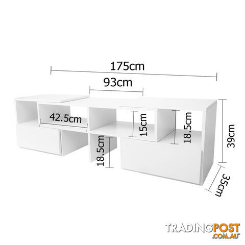 White TV Stand Entertainment Unit Adjustable Cabinet