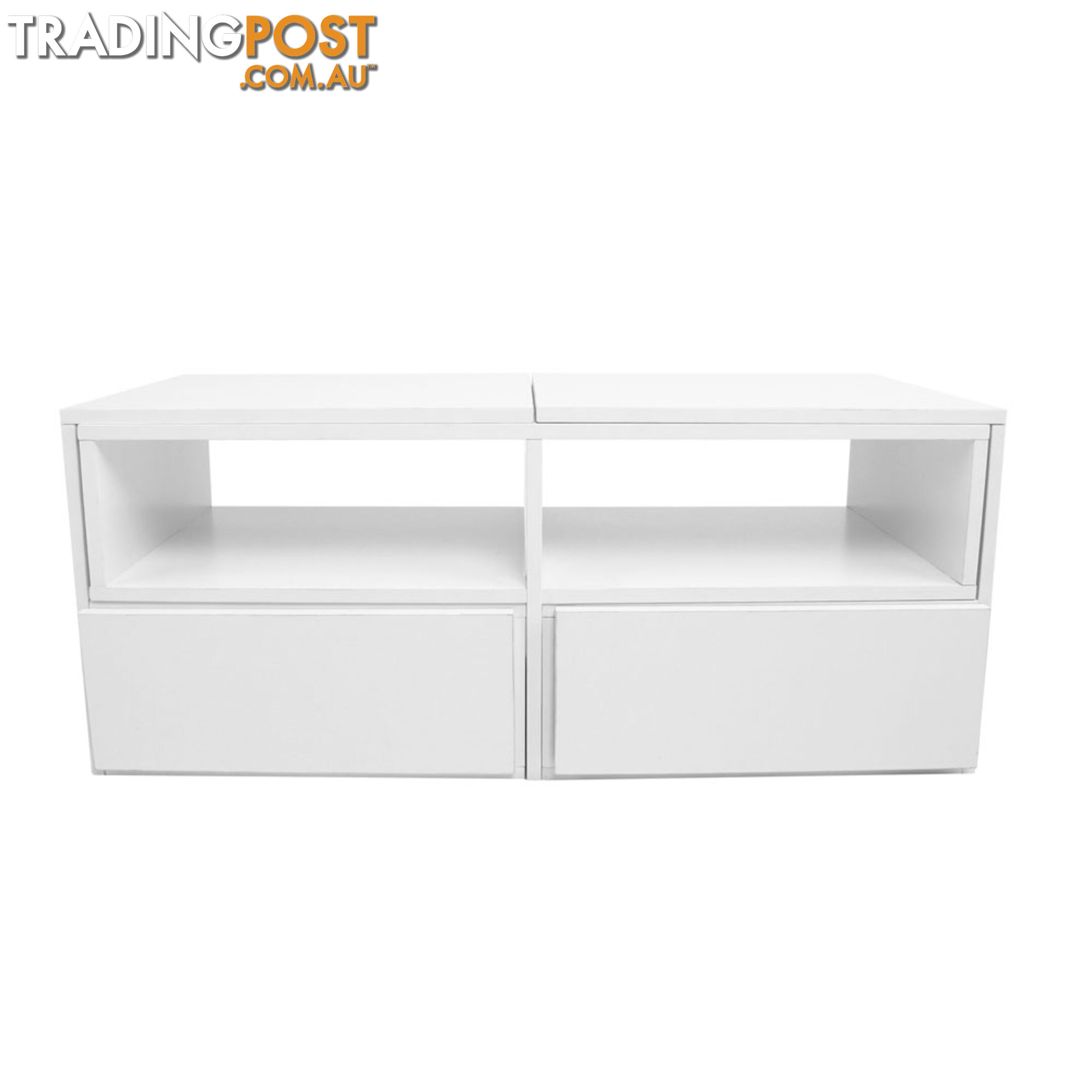 White TV Stand Entertainment Unit Adjustable Cabinet