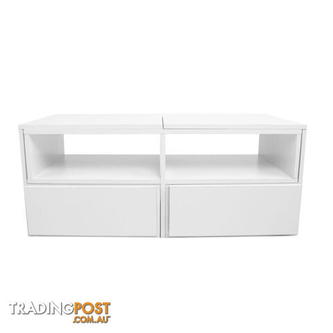 White TV Stand Entertainment Unit Adjustable Cabinet