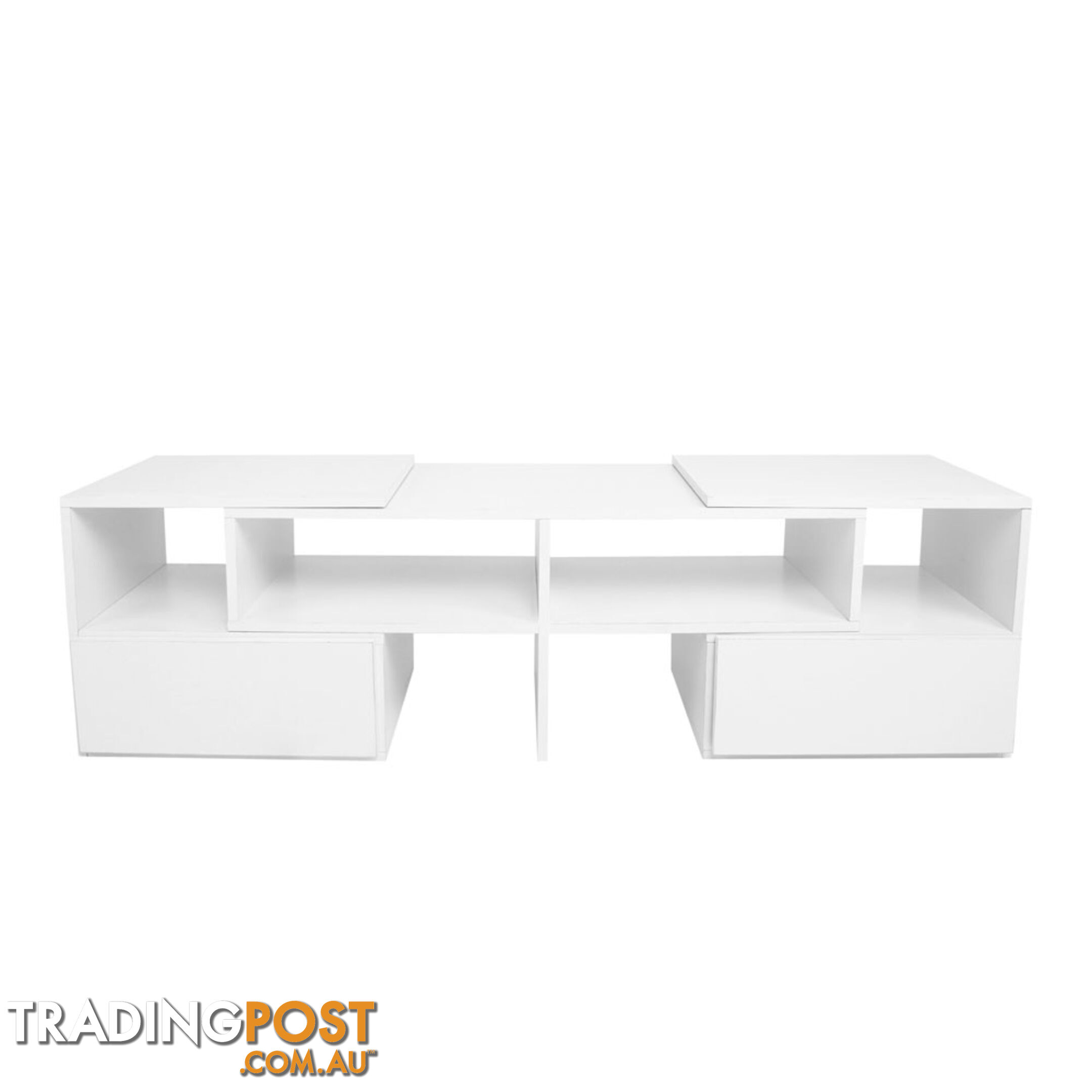 White TV Stand Entertainment Unit Adjustable Cabinet