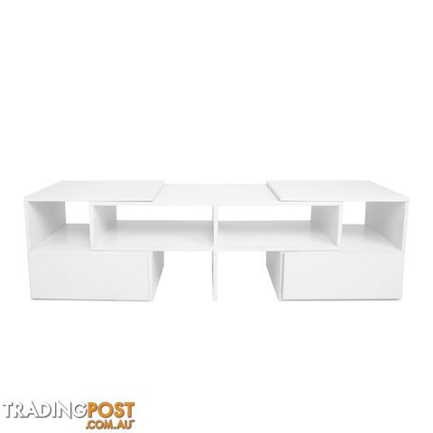 White TV Stand Entertainment Unit Adjustable Cabinet