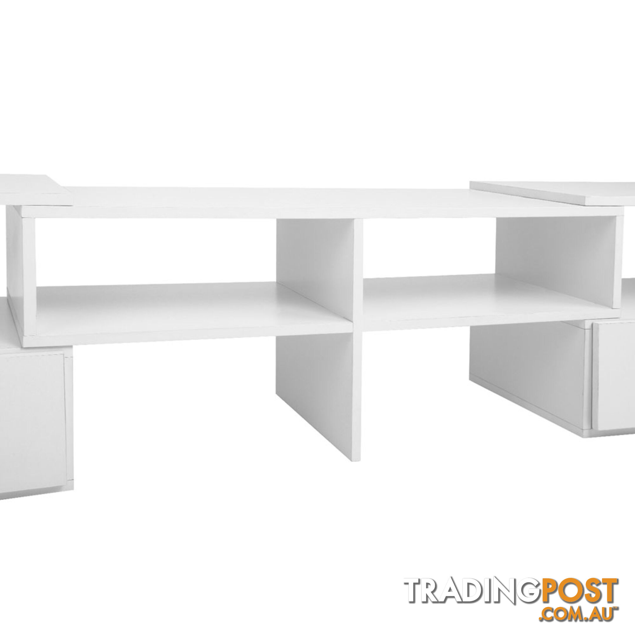 White TV Stand Entertainment Unit Adjustable Cabinet