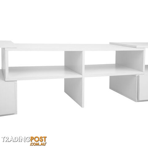 White TV Stand Entertainment Unit Adjustable Cabinet